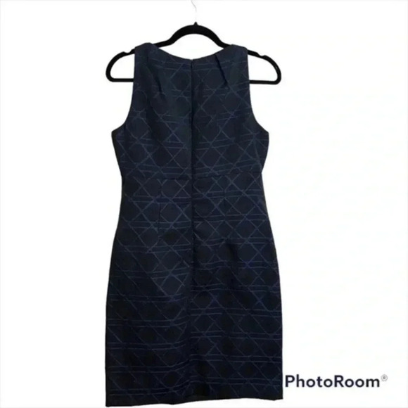 Taylor sleeveless blue/black textured dress 8 - Picture 2 of 7